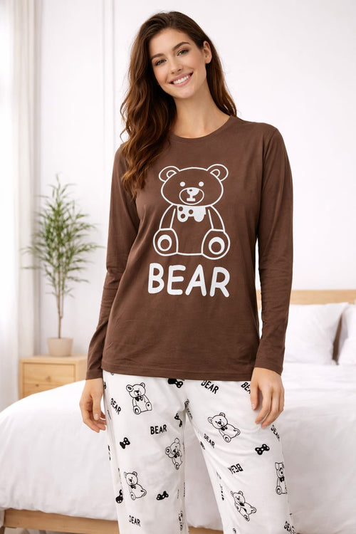 Bear Print Night Dress for Girls & Women – Cute & Comfortable Sleepwear